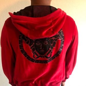 Versace Medusa Velvet red men’s hoodie jacket XS